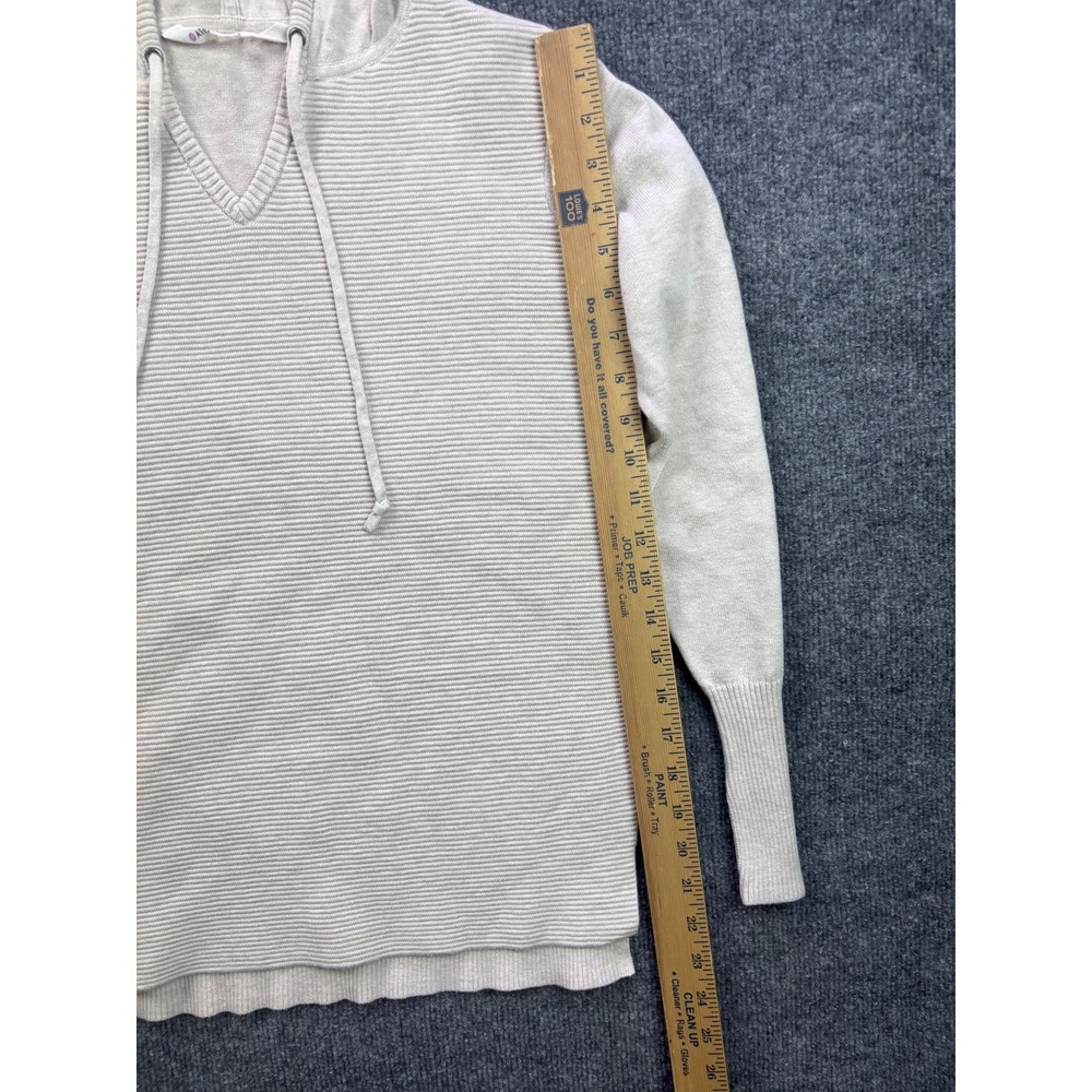 Athleta Hoodie Sweater Womens Small Beige Ribbed Knit V-Neck Pullover - Picture 4 of 7